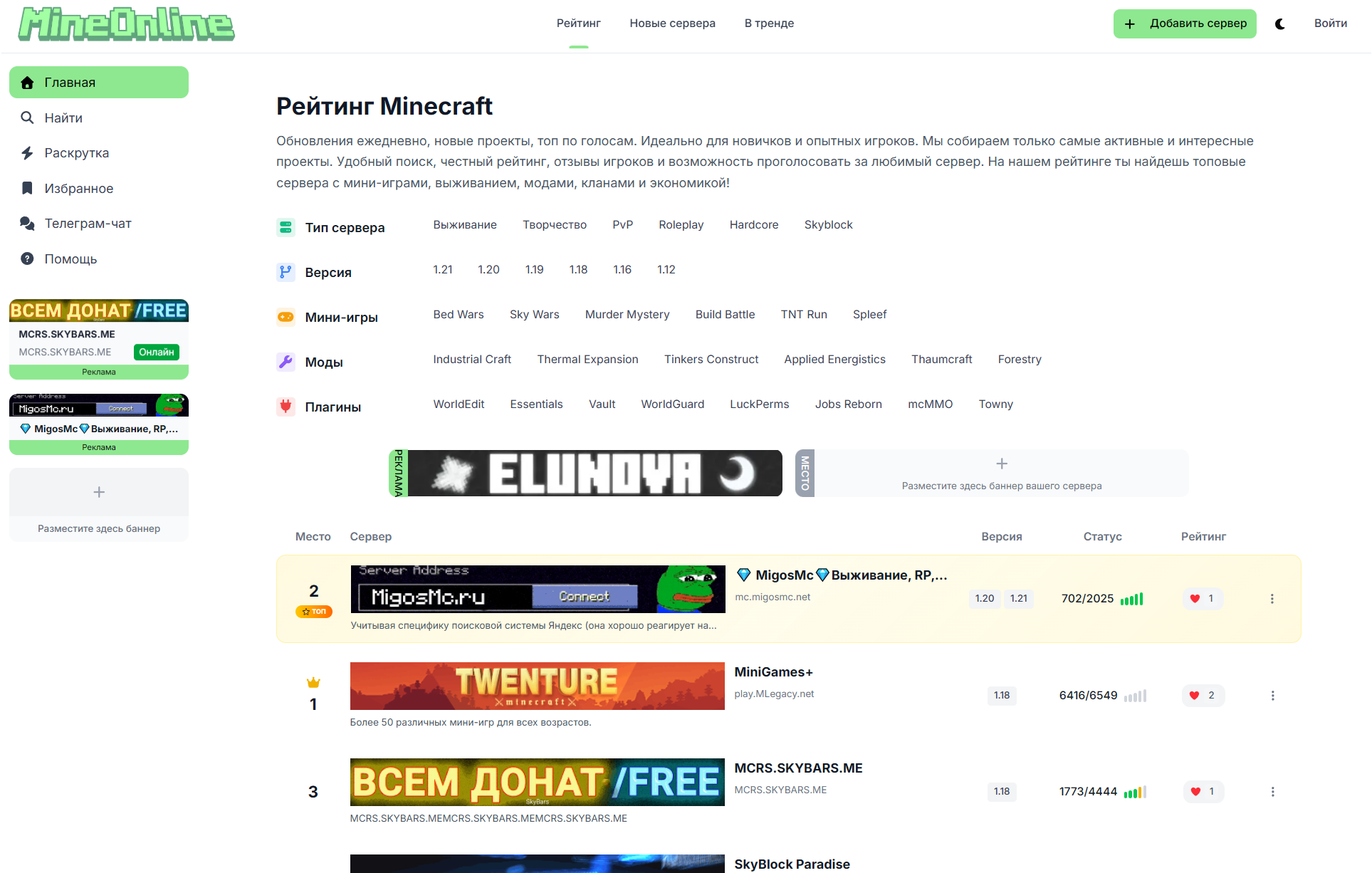 Minecraft Мониторинг